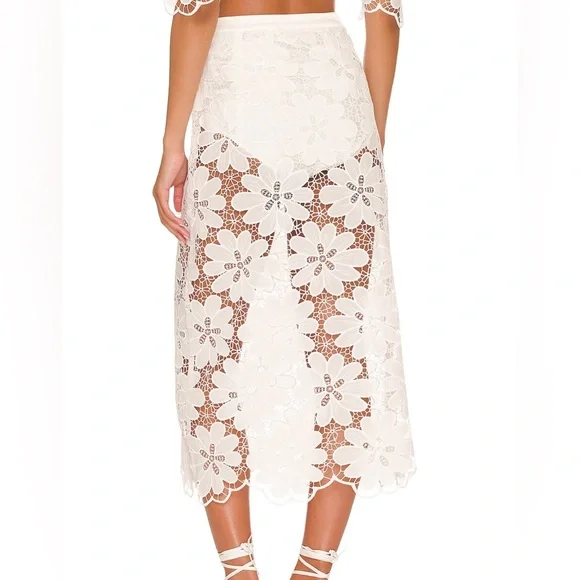 For Love & Lemons MALIKA MIDI SKIRT. White. Size XS. New with Tags. - Picture 4 of 4